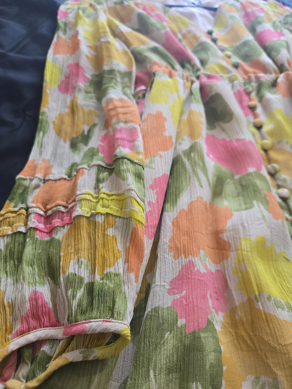 COACH 100% SILKFloral Watercolor Long Sleeve Midi Dress in Pink, Yellow & Green - Picture 6 of 10